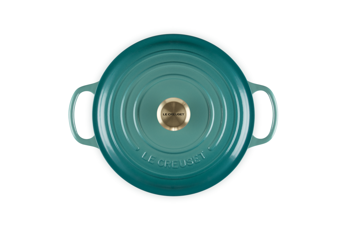 Le Creuset Signature 22cm Cast Iron Round Casserole - Bleu Riviera | 21177220994450