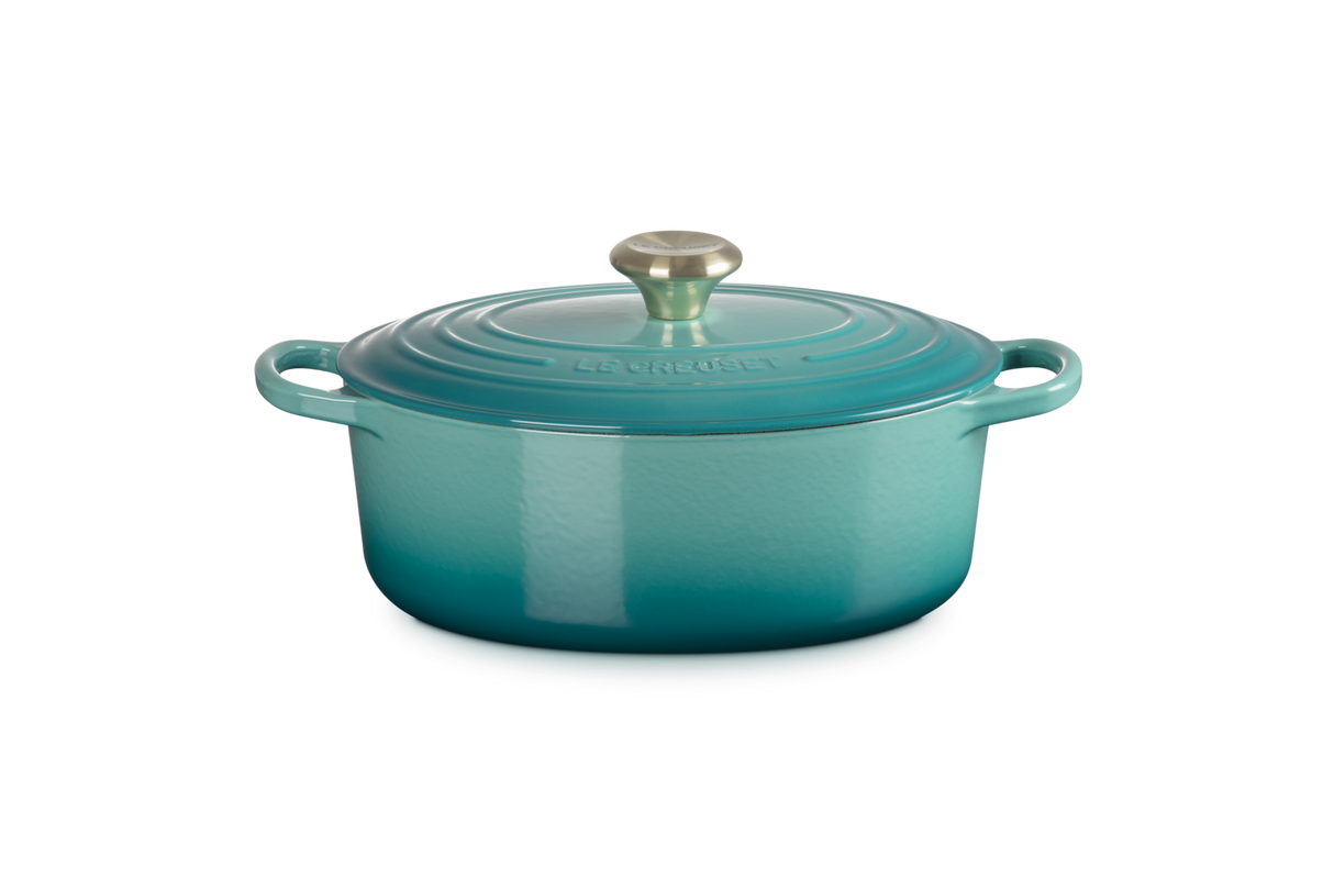 Le Creuset Signature 27cm Cast Iron Oval Casserole - Bleu Riviera | 21178270994450