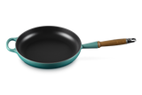 Le Creuset 28cm Cast Iron Frying Pan with Wooden Handle - Bleu Riviera | 20258280990422