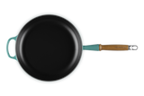 Le Creuset 28cm Cast Iron Frying Pan with Wooden Handle - Bleu Riviera | 20258280990422