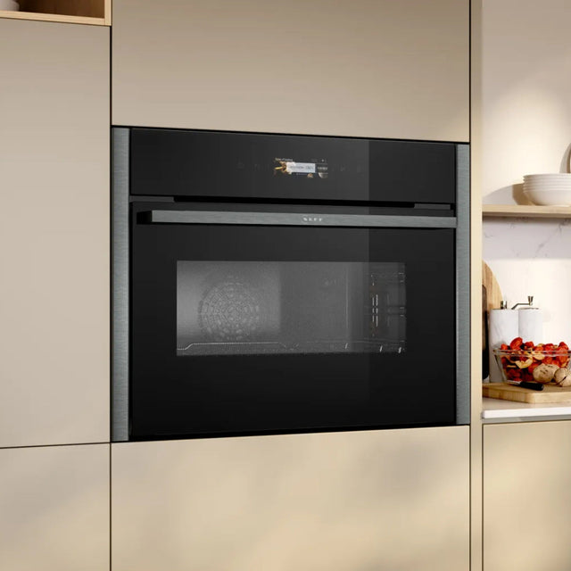 Neff N70 compact oven with microwave C24MR21G0B, front view