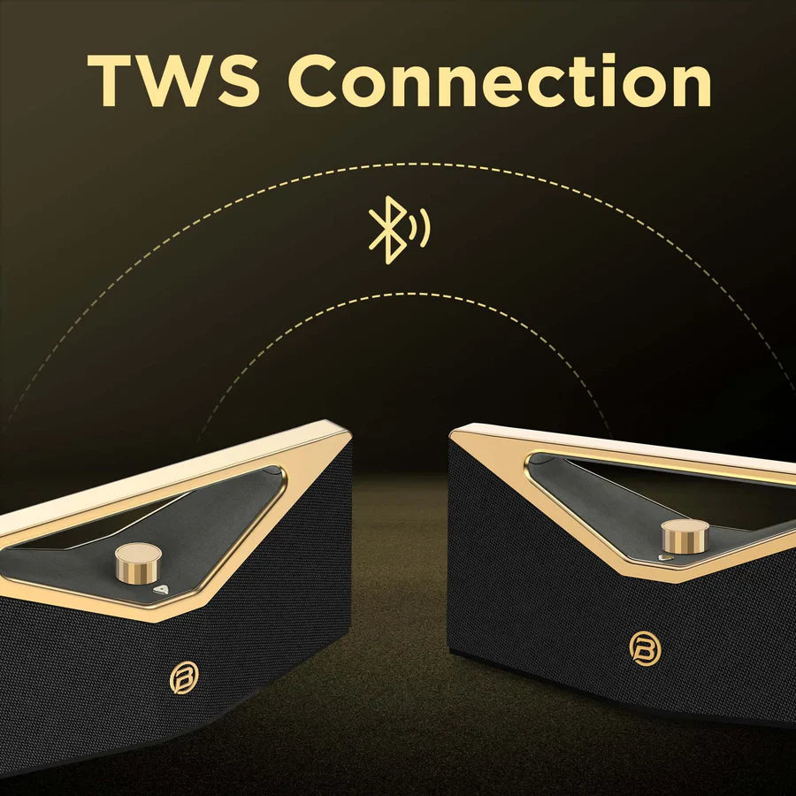 Bugani Brief Pro Portable Bluetooth Speaker with Hi-Res Audio - Black & Gold | BS12303