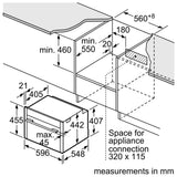 Neff N70 compact oven, dimensions diagram