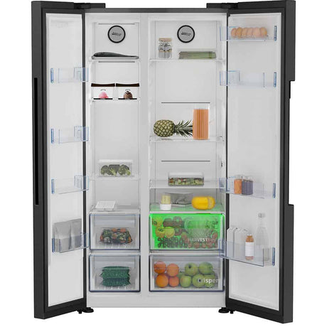 ASL1442VPZ-2 Beko American style fridge freezer, digital display and interior shelving