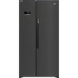 ASL1442VPZ Beko American style fridge freezer in black steel, front view