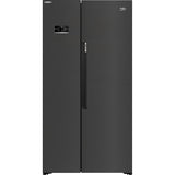ASL1442VPZ Beko American style fridge freezer in black steel, front view