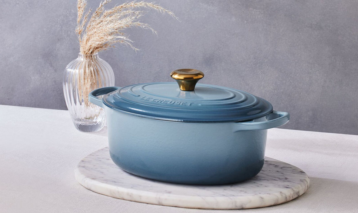 Le Creuset Signature 27cm Cast Iron Oval Casserole - Chambray | 21178274344441