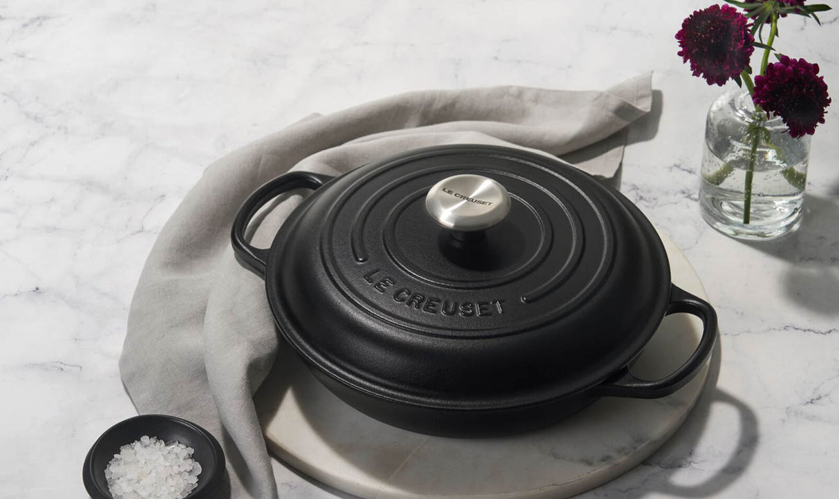 Le Creuset Signature 30cm Cast Iron Shallow Casserole - Satin Black | 21178300002430