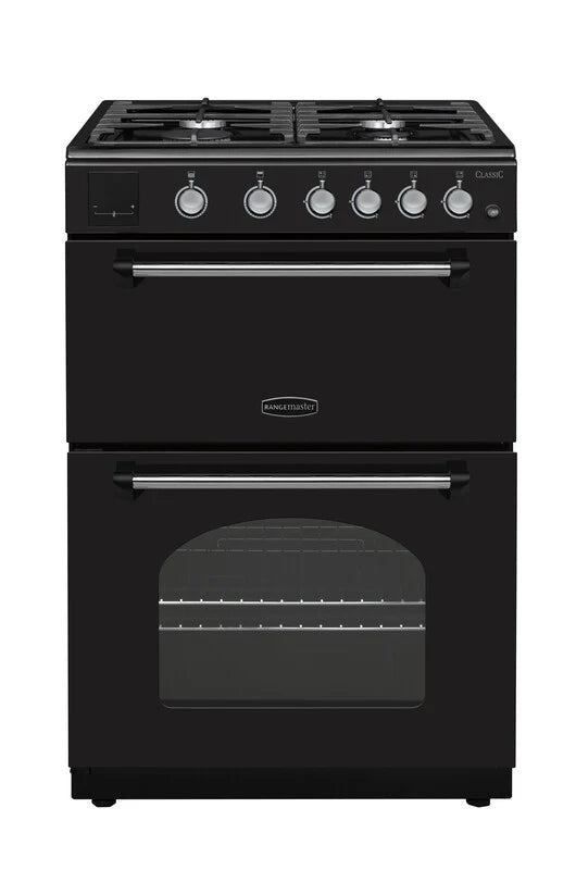 Rangemaster Classic 60cm All Gas  - Black & Chrome | CLA60NGFBL/C