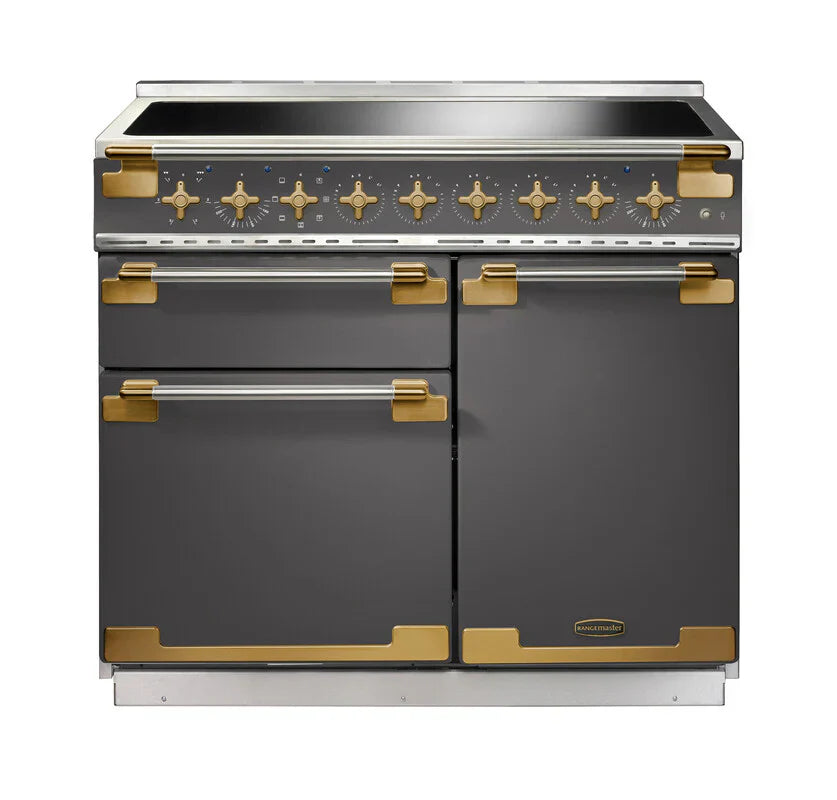 Rangemaster Elise Luxe 100cm Induction Range Cooker - Slate & Brass | ELS100EISL/AB