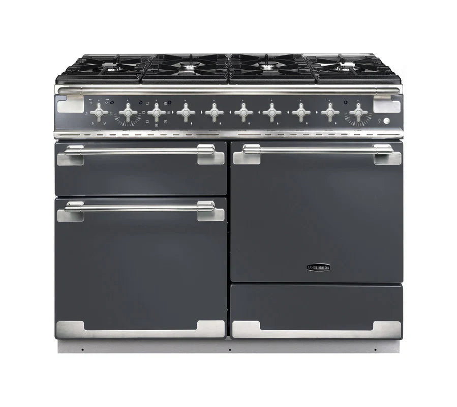 Rangemaster Elise Luxe 110cm Dual Fuel Range Cooker - Stainless Steel & Brass | ELS110DFFSS/AB