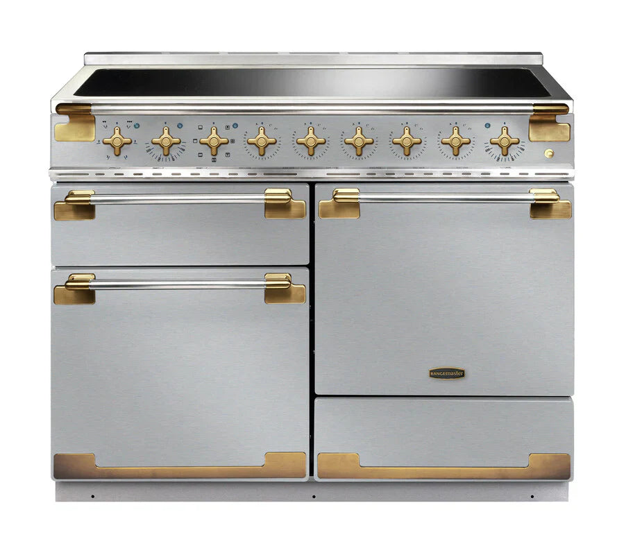 Rangemaster Elise Luxe 110cm Induction Range Cooker - Stainless Steel & Brass | ELS110EISS/AB