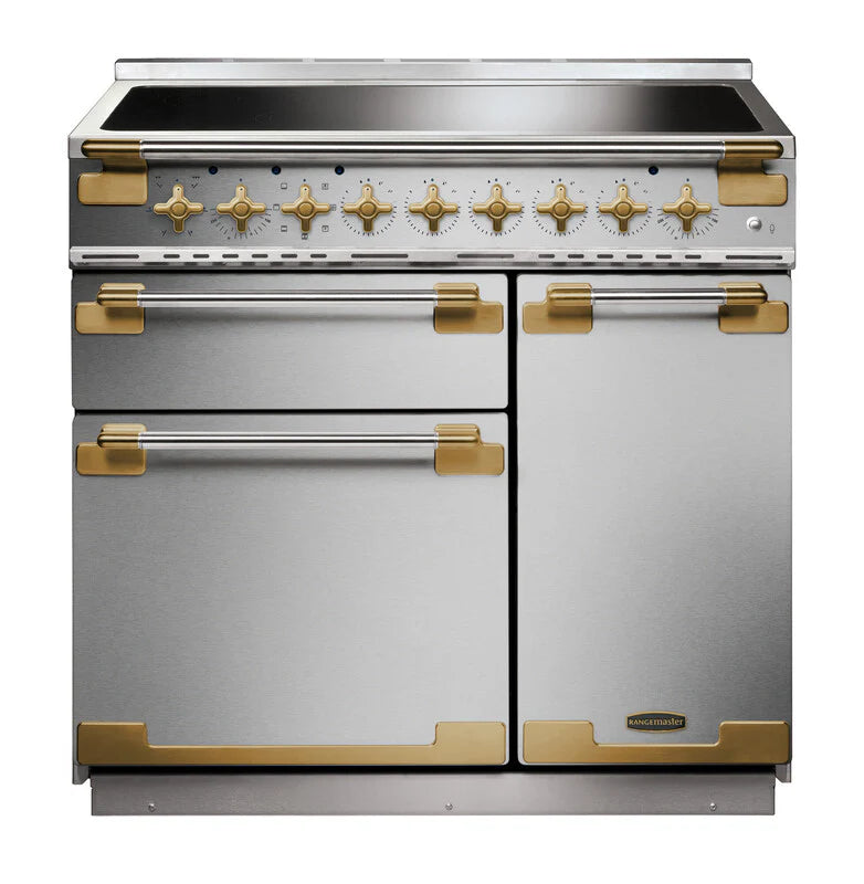 Rangemaster Elise Luxe 90cm Induction Range Cooker - Stainless Steel & Brass | ELS90EISS/AB