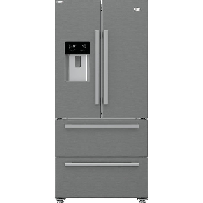 Beko American Style Fridge Freezer Brushed Steel GNE460520DVPX