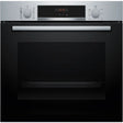 A black Bosch Series 4 built-in oven with a digital display and control knobs.