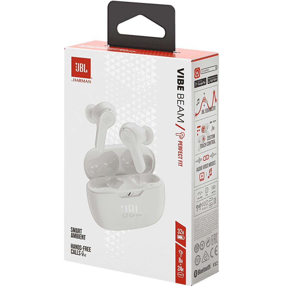 JBL Wave Beam Wireless Earbuds - White | JBLWBEAMWHT