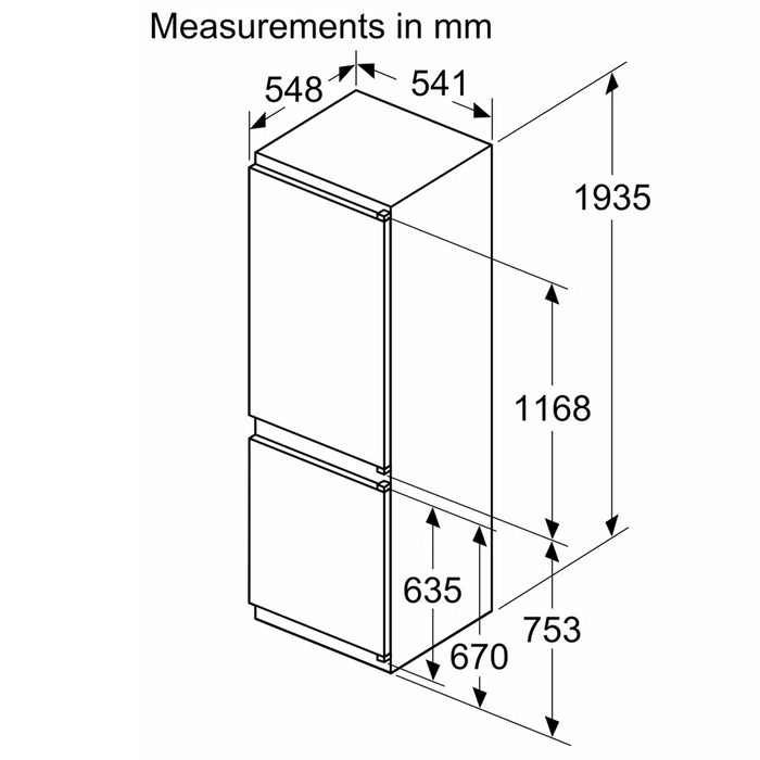 Bosch Series 2 Integrated 70/30 194cm Fridge Freezer KIN96NSE0