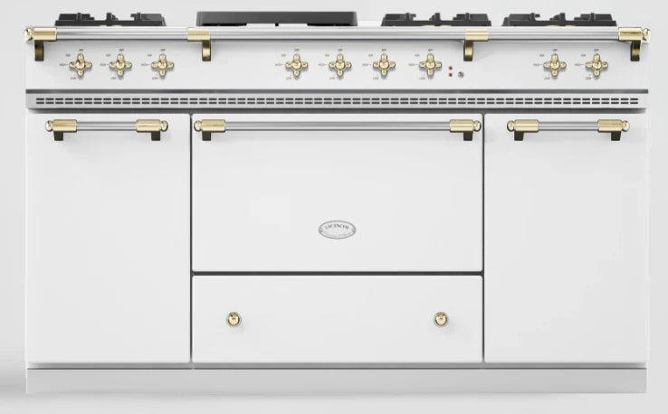 Lacanche Classic 150cm Dual Fuel Range Cooker - White & Brass | LCF1532CTCT
