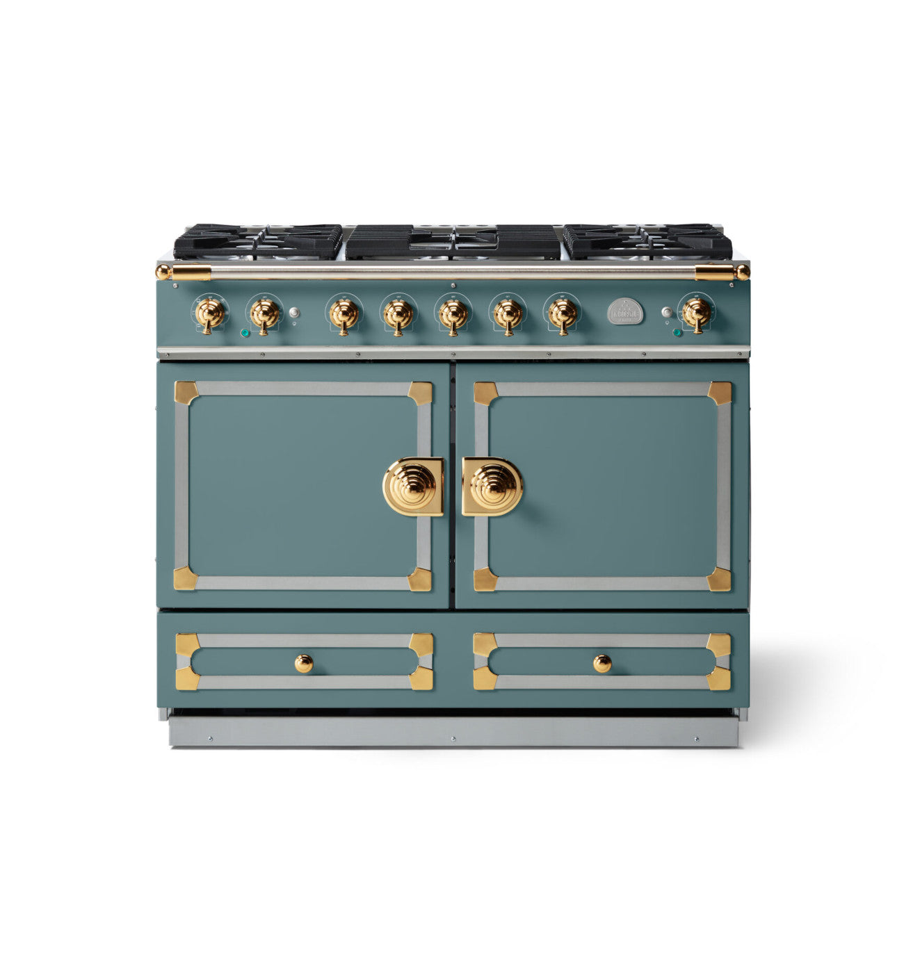 La Cornue CornuFé 110cm Dual Fuel - Ocean & Polished Brass | LCCF110DFOC/PBSS