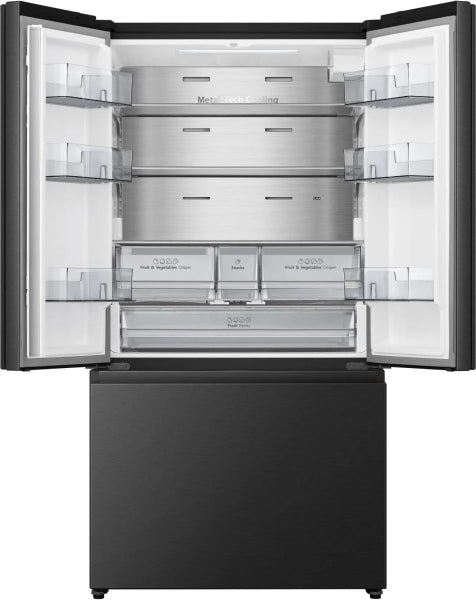 Hisense Freestanding 634L French Door Fridge Freezer - Black | Plumbed | RF815N4SEFE