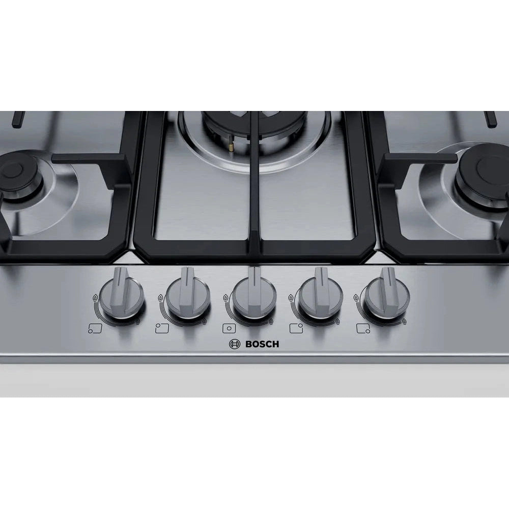 Bosch Series 4 75cm Gas Hob Brushed Steel PGQ7B5B90