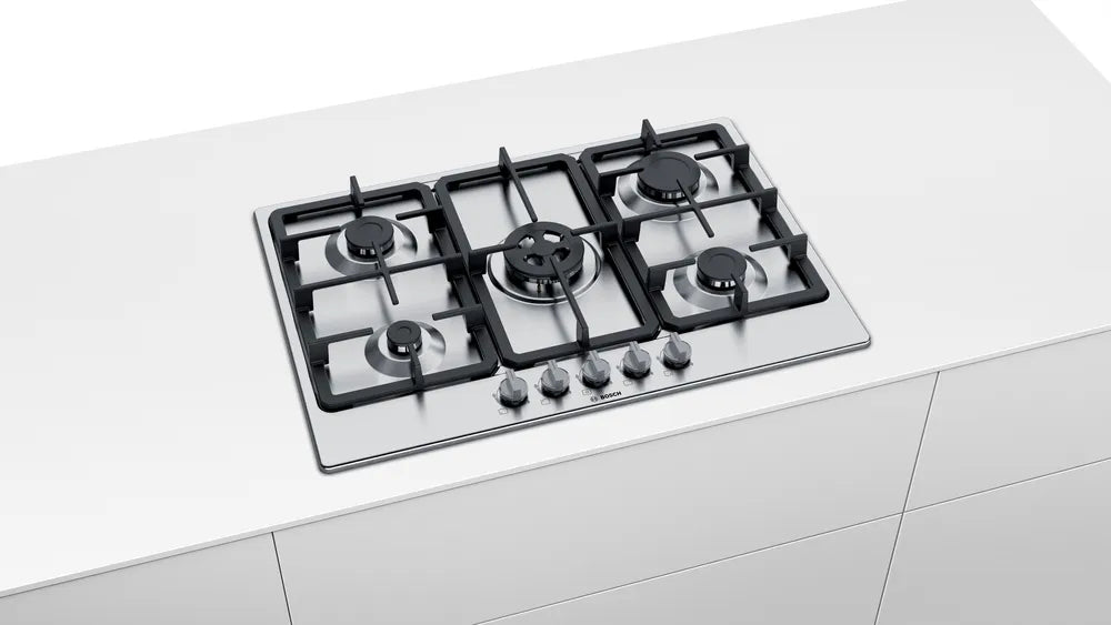 Bosch Series 4 75cm Gas Hob Brushed Steel PGQ7B5B90