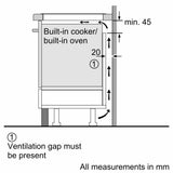 Bosch Series 6 induction hob, dimensions diagram