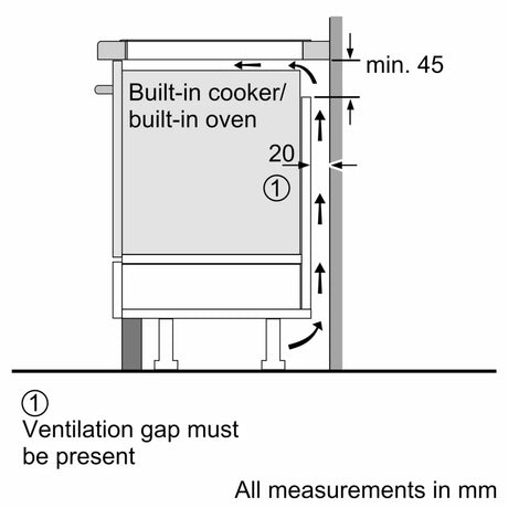 Bosch Series 6 induction hob, dimensions diagram