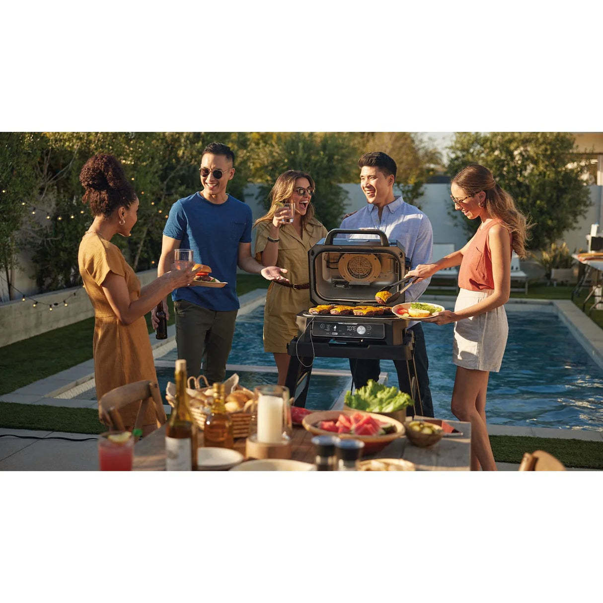 Ninja Woodfire Pro Connect XL Outdoor Electric BBQ Grill & Smoker - Black & Blue | OG901UK