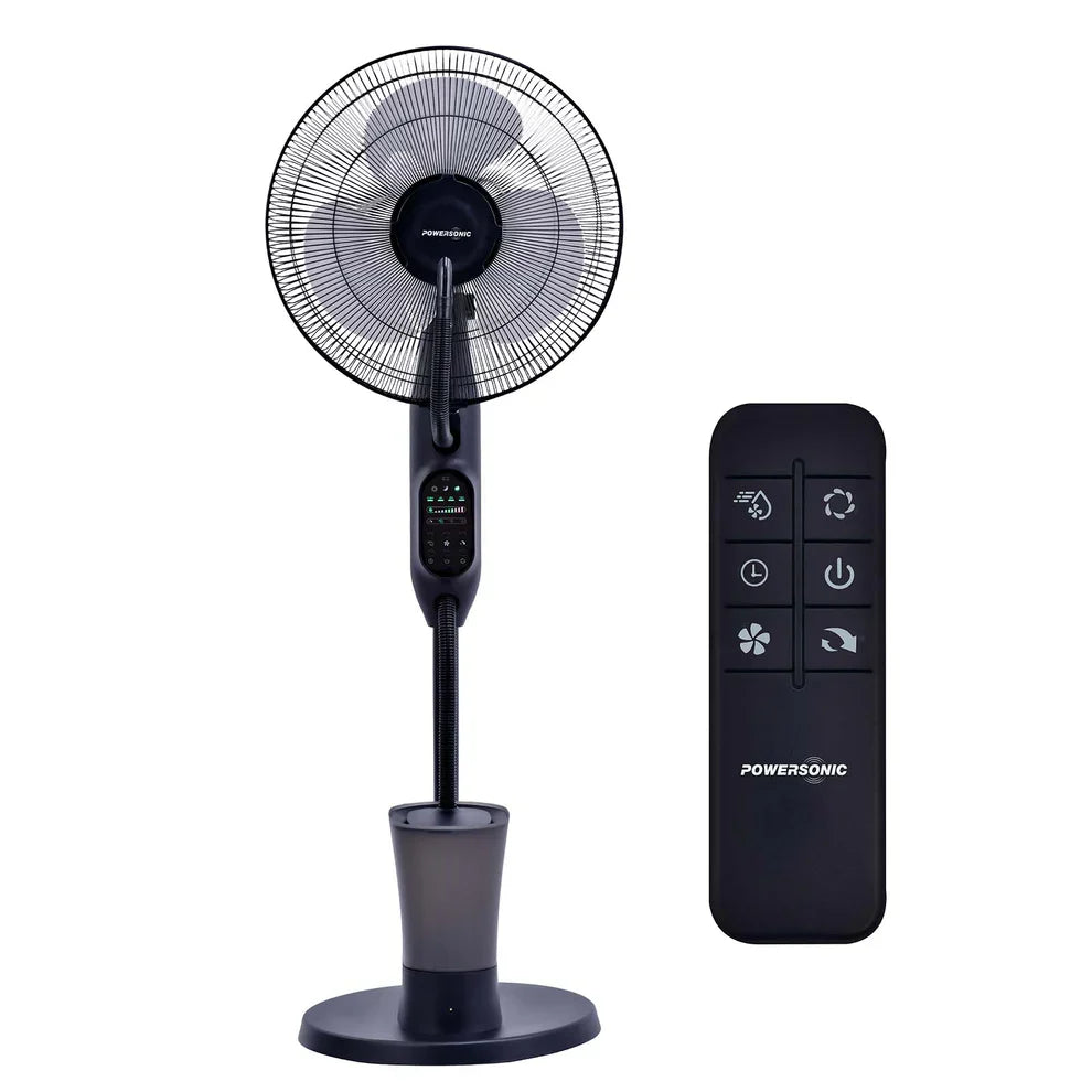 Powersonic Pedestal Oscillating Misting Fan - Black | PWRHT505