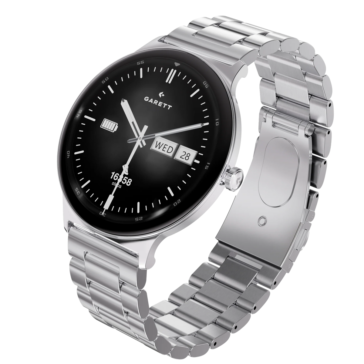 Garett Smartwatch Quantum - Silver & Brown | QUANTUM SILVER STEEL