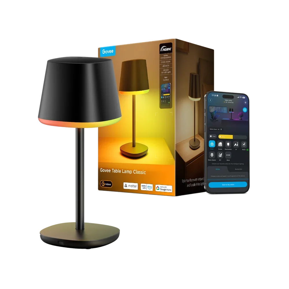 Govee Classic Cordless Smart Table Lamp - Black | R1741B11