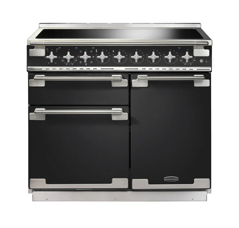 Rangemaster Elise 100cm Induction Range Cooker - Charcoal Black & Brushed Nickel | ELS100EICB/