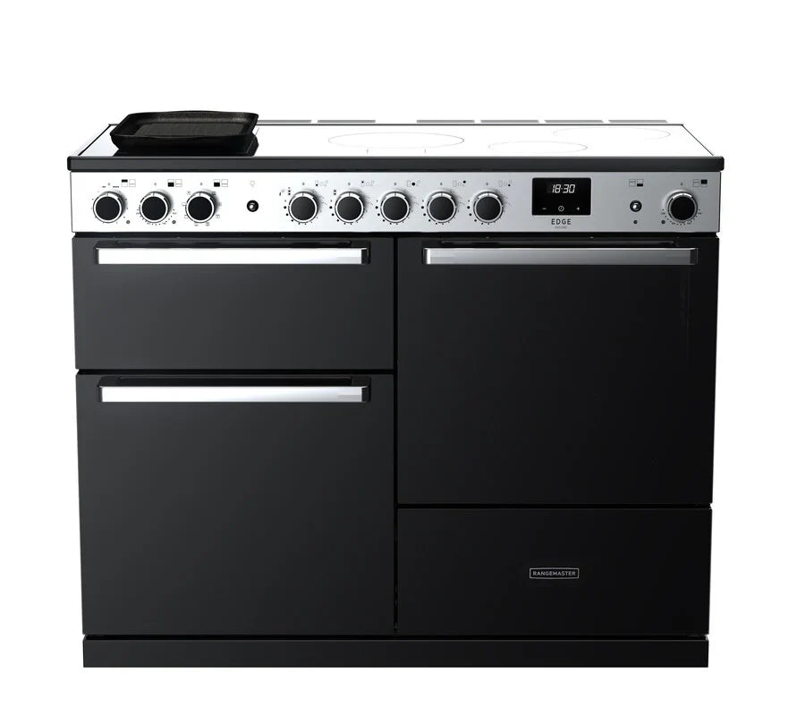 Rangemaster Edge  110cm Induction Range Cooker - Glossy Black & Chrome | EDDLO110EIGBLK/CM1