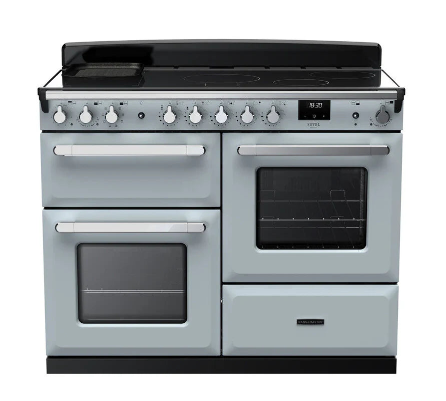 Rangemaster Estel 110cm Induction Range Cooker - Misty Blue & Chrome | ESDLO110EIPMSB/CM1