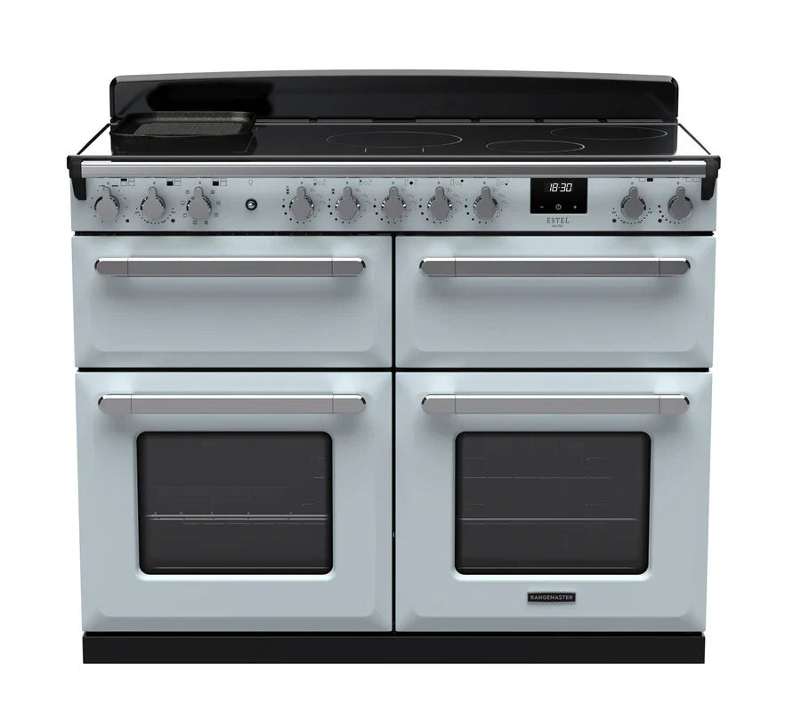 Rangemaster Estel 110cm Induction Range Cooker (Slow Cook) - Misty Blue & Chrome | ESDLB110EIPMSB/CM1