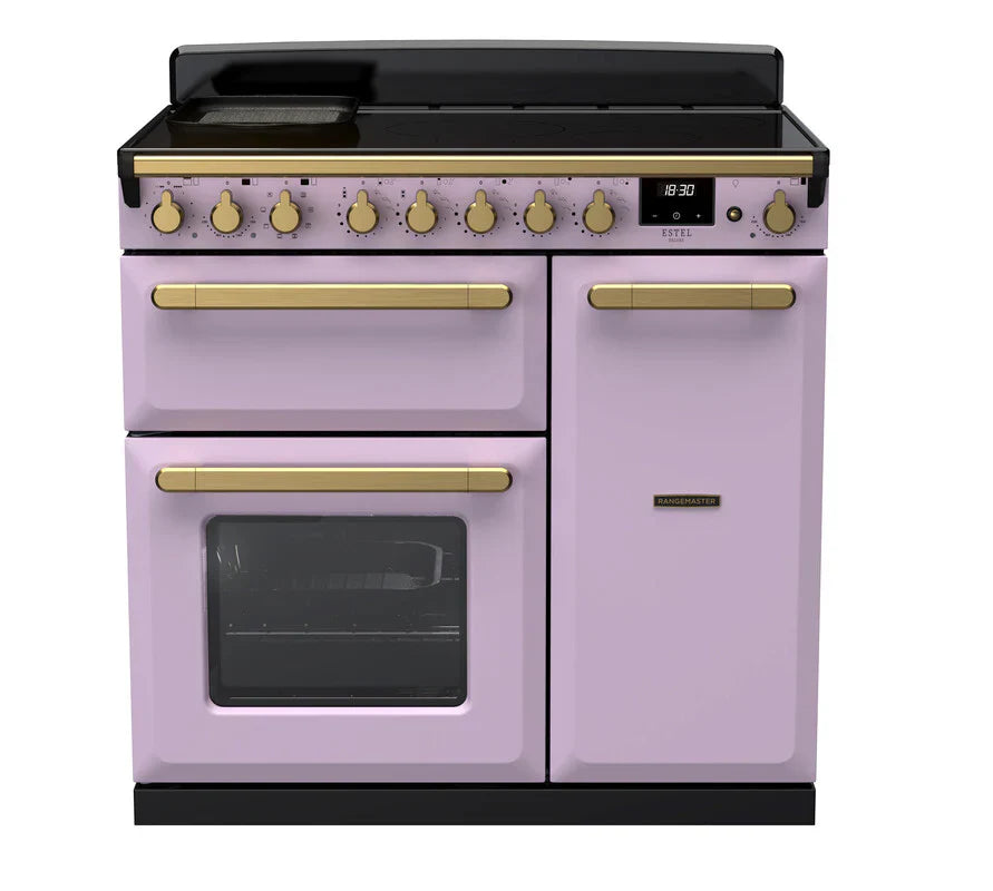 Rangemaster Estel 90cm Induction Range Cooker - Heather & Brass | ESDL90EIPHTH/AB1