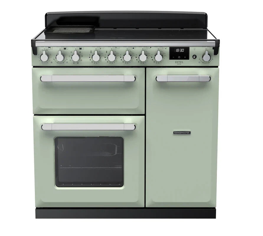 Rangemaster Estel 90cm Induction Range Cooker - Mint Green & Chrome | ESDL90EIPMNT/CM1