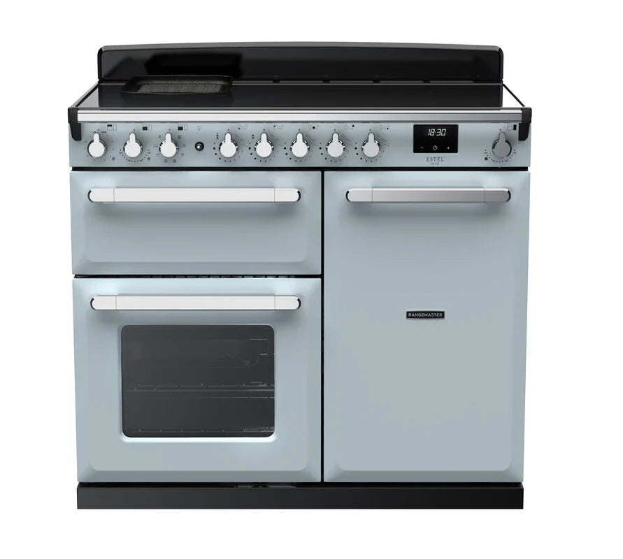 Rangemaster Estel 100cm Induction Range Cooker - Misty Blue & Chrome | ESDL100EIPMSB/CM1