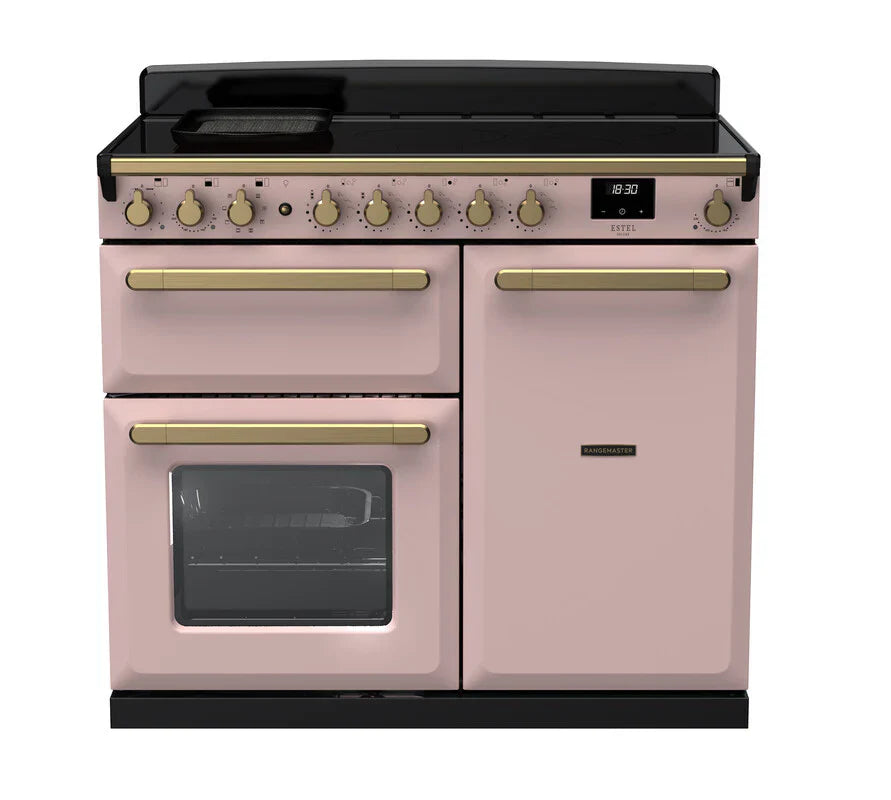 Rangemaster Estel 100cm Induction Range Cooker - Pale Pink & Brass | ESDL100EIPPPK/AB1