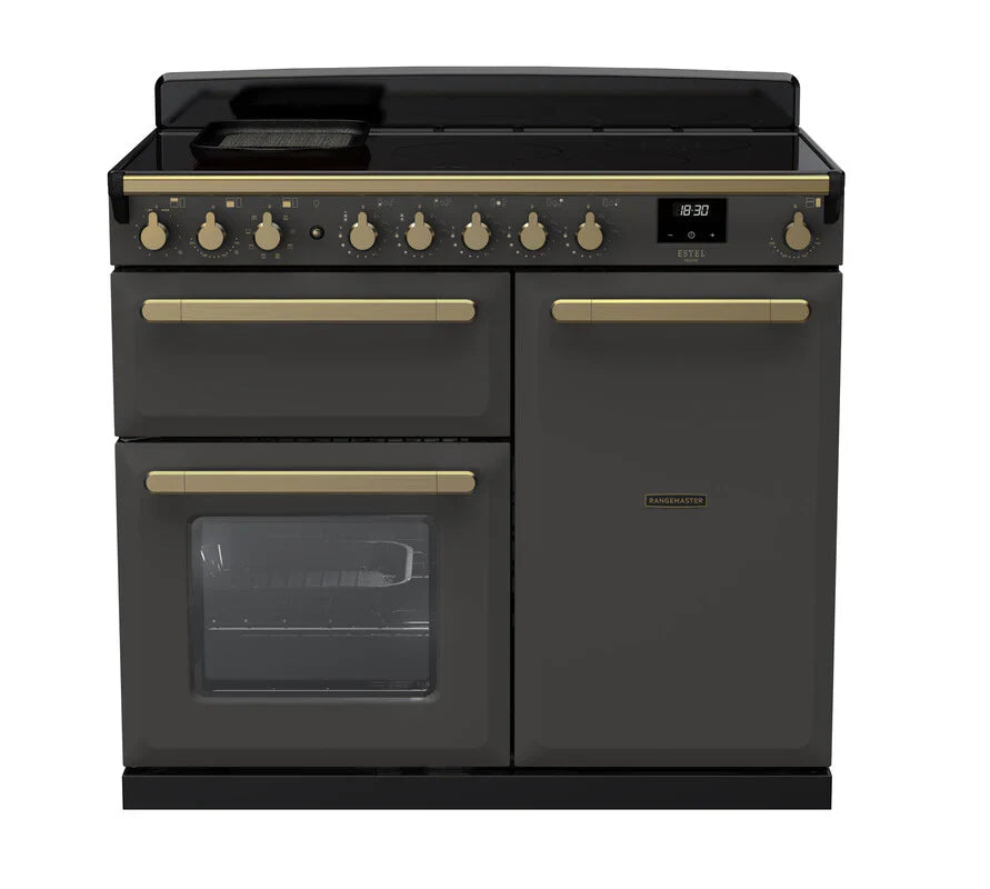 Rangemaster Estel 100cm Induction Range Cooker - Slate & Brass | ESDL100EIPSLT/AB1