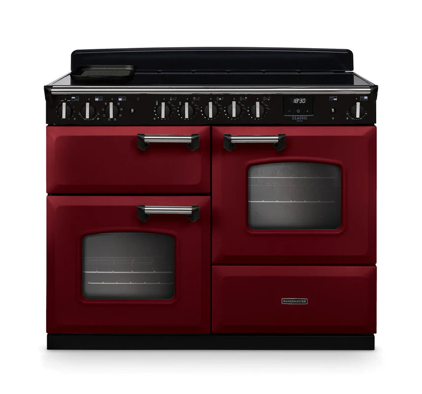 Rangemaster Classic Deluxe 110cm Induction Range Cooker - Bordeaux & Chrome | CLDLO110EIPBOR/CM1