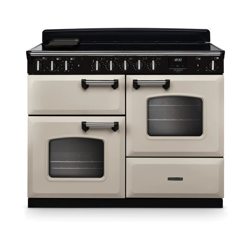 Rangemaster Classic Deluxe 110cm Induction Range Cooker - Pale Cream & Chrome | CLDLO110EIPPCR/CM1