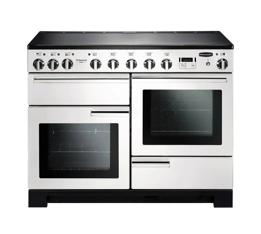 Rangemaster Professional Deluxe 110cm Induction Range Cooker - White & Chrome | PDL110EIWH/C