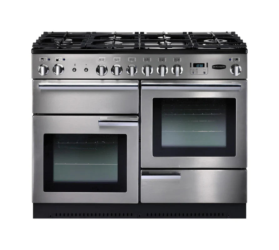 Rangemaster Professional+ 110cm Dual Fuel Range Cooker - Stainless Steel & Chrome | PROP110DFFSS/C