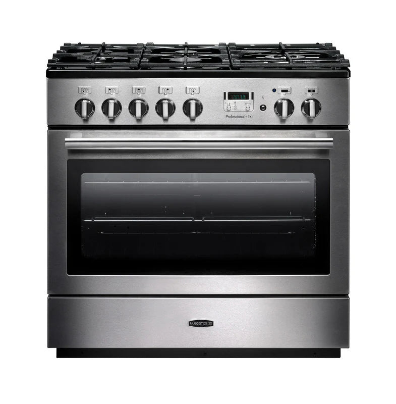 Rangemaster Professional+ FX 90cm Dual Fuel Range Cooker - Stainless Steel & Chrome | PROP90FXDFFSS/C