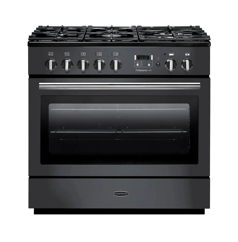 Rangemaster Professional+ FX 90cm Dual Fuel Range Cooker - Slate & Chrome | PROP90FXDFFSL/C