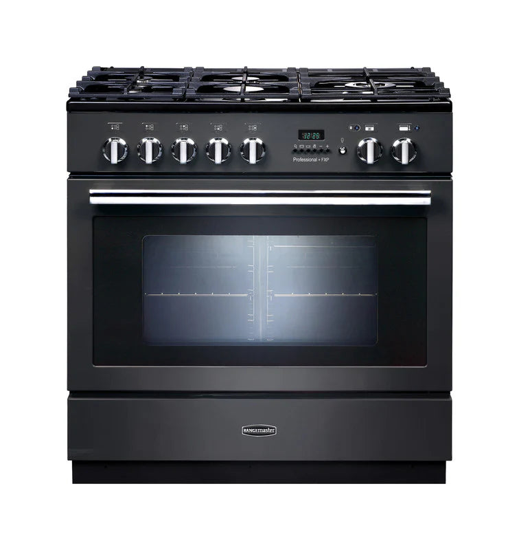 Rangemaster Professional+ FXP 90cm Dual Fuel Range Cooker - Slate & Chrome | PROP90FXPDFFSL/C