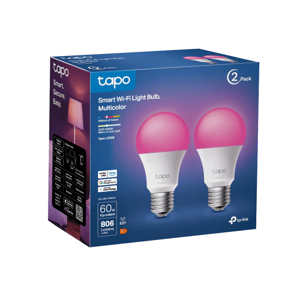 Tapo Smart Wi-Fi Light Bulb 2pk - Multicolour | TAPOL530E(2-PACK)