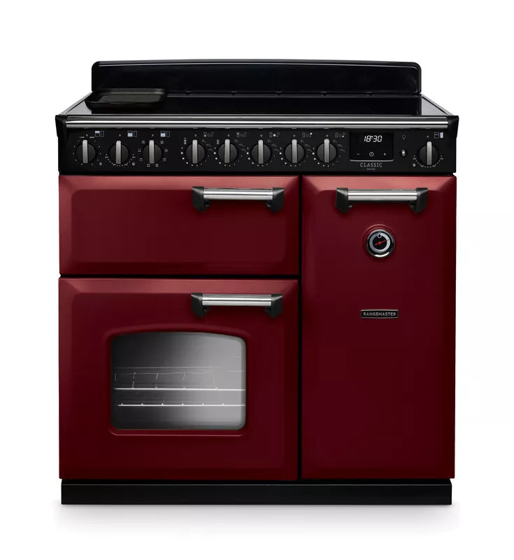 Rangemaster Classic Deluxe 90cm Induction Range Cooker - Bordeaux & Chrome | CLDL100EIPBOR/CM1